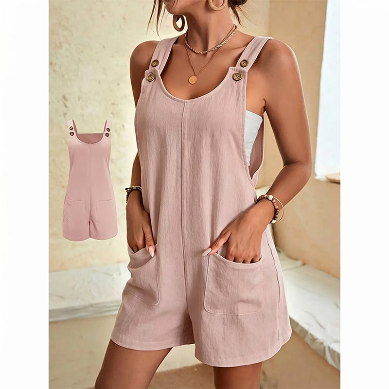 Women's Relaxed-Fit Casual Short Overalls