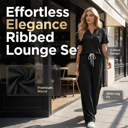 Women's Ribbed Knit Top & Pants 2-Piece Set