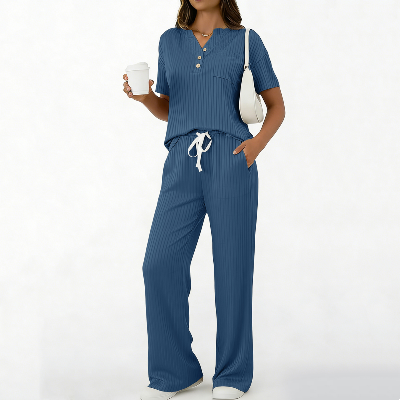 Women's Ribbed Knit Top & Pants 2-Piece Set