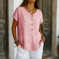 Women's V-Neck Button Casual T-Shirt