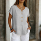 Women's V-Neck Button Casual T-Shirt
