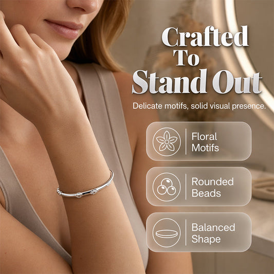 ⌛Limited-Time Offer-Vintage Floral Silver Bangle