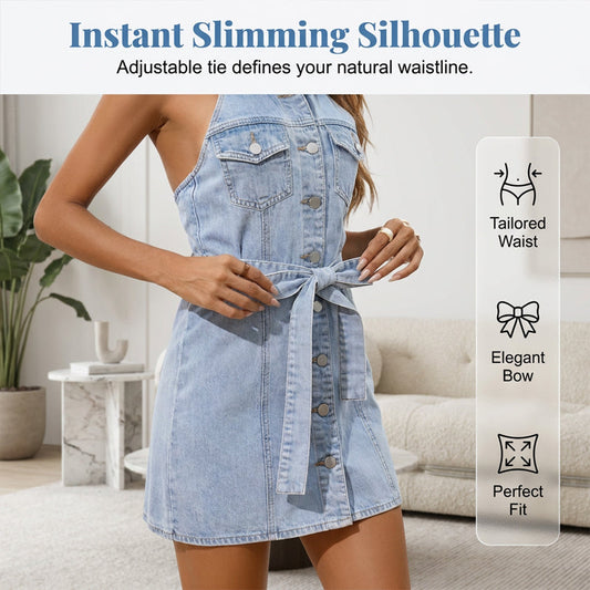 Waist-Defining Denim Dress