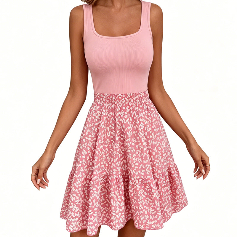 Women's Summer Square Neck Floral Dress