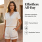 Women's V Neck Short Sleeve Top and Shorts Set