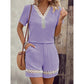 Women's V Neck Short Sleeve Top and Shorts Set