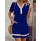 Women's V Neck Short Sleeve Top and Shorts Set