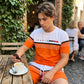 Men's Letter Print Short-Sleeve Shorts Set