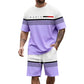 Men's Letter Print Short-Sleeve Shorts Set