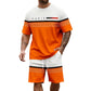 Men's Letter Print Short-Sleeve Shorts Set