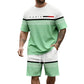Men's Letter Print Short-Sleeve Shorts Set