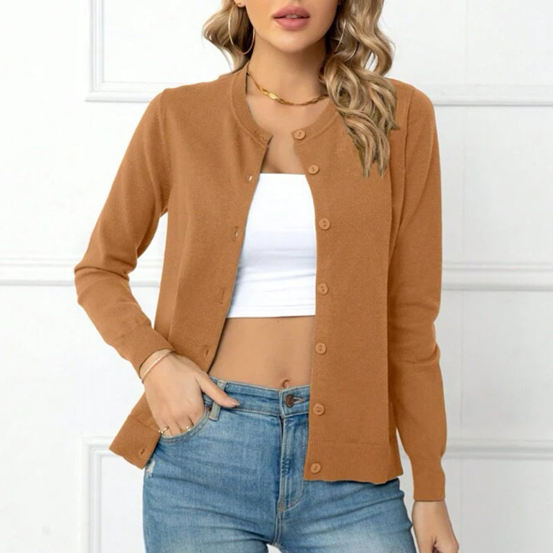 🎉 LIMITED TIME 50% OFF! 🧥 Women's Classic Crew Neck Cardigan – 50K+ Sold! Slim-Fit Design & Full Button Front 💝