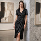 Women's Short Sleeve V-Neck Asymmetrical Wrap Dress