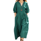 Women's Casual V-Neck Maxi Dress with Pockets