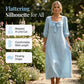 Casual Solid Color Midi Dress with Elegant Bowknot and Square Neck