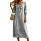 Casual Solid Color Midi Dress with Elegant Bowknot and Square Neck