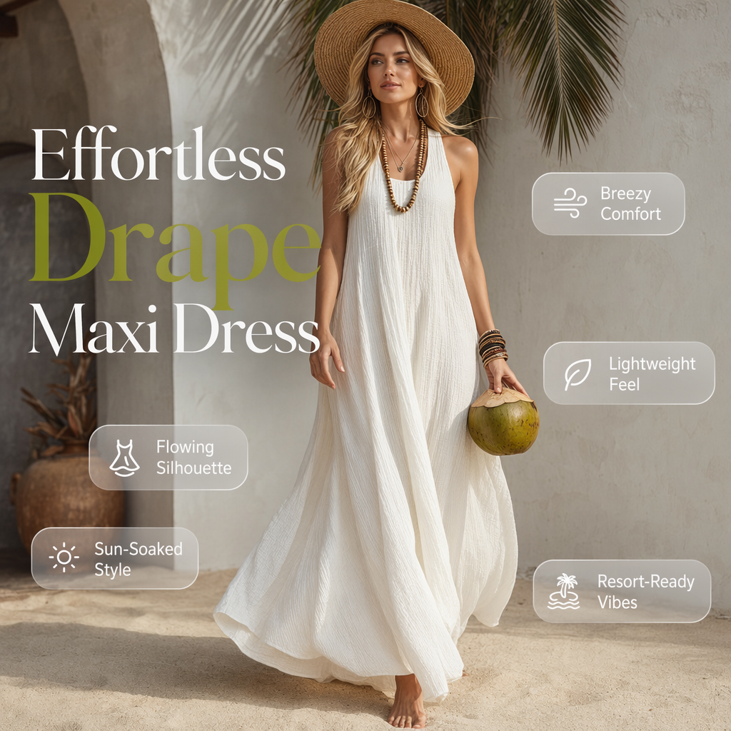 Women Off-Shoulder Draped Maxi Dress Elegant