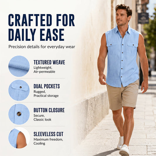 Men's Summer Sleeveless Button-Down Shirt