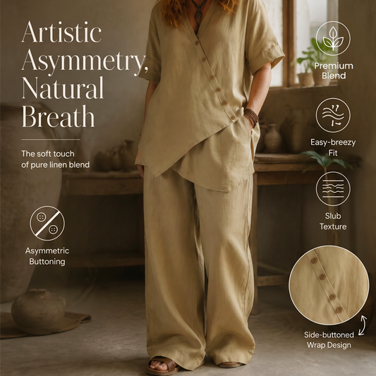 Women's Asymmetrical Top & Wide-Leg Pants Set