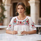 Women Casual Loose Embroidery Breathable  Fit Top