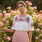 Women Casual Loose Embroidery Breathable  Fit Top