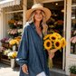 Women's Casual Lantern Sleeve Denim Top