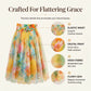Women's Watercolor Floral Print Tulle Midi Skirt
