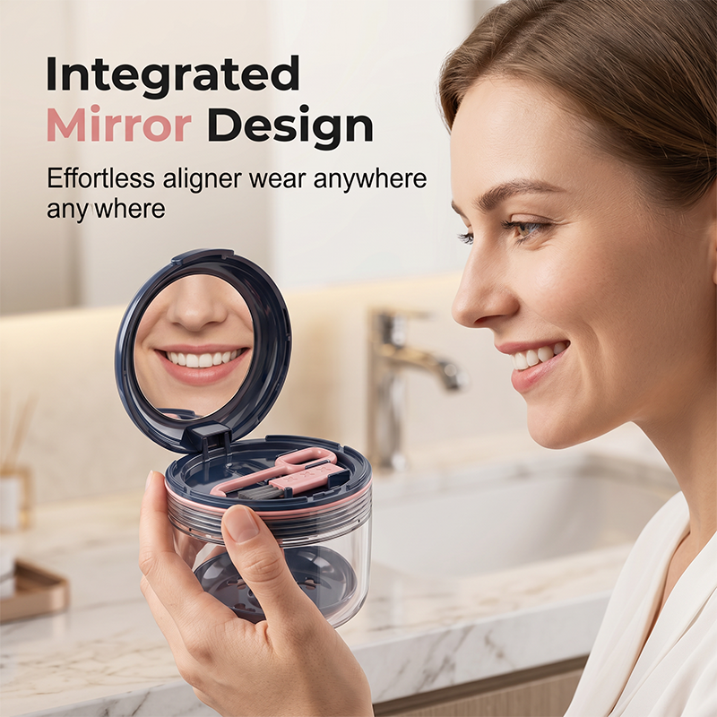 Leakproof Retainer Case with Mirror Portable Aligner Soaking Box