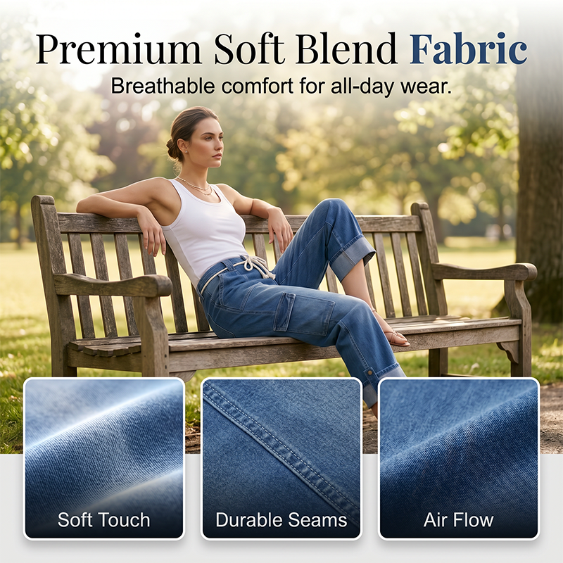 🌿 EVERYDAY STYLE 👖 Women’s Wide-Leg Cargo Pants – Spacious Side Pockets, Relaxed Silhouette & Adjustable Waist ✨