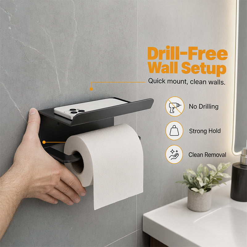 No Drill Carbon Steel Toilet Paper Holder