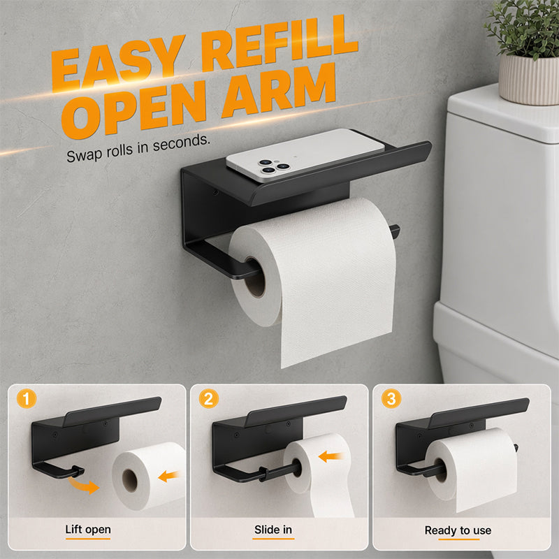 No Drill Carbon Steel Toilet Paper Holder