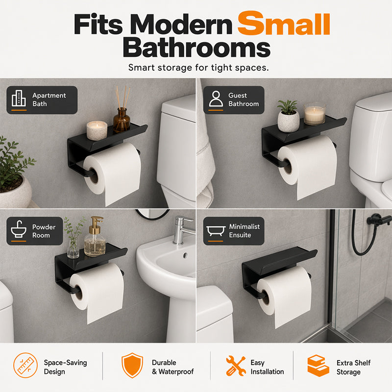 No Drill Carbon Steel Toilet Paper Holder