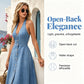 Women's Backless V-Neck Sleeveless Denim Dress