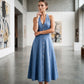 Women's Backless V-Neck Sleeveless Denim Dress