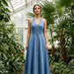 Women's Backless V-Neck Sleeveless Denim Dress