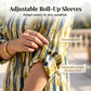 Women Tie Dye V Neck Blouse Roll Up Sleeve