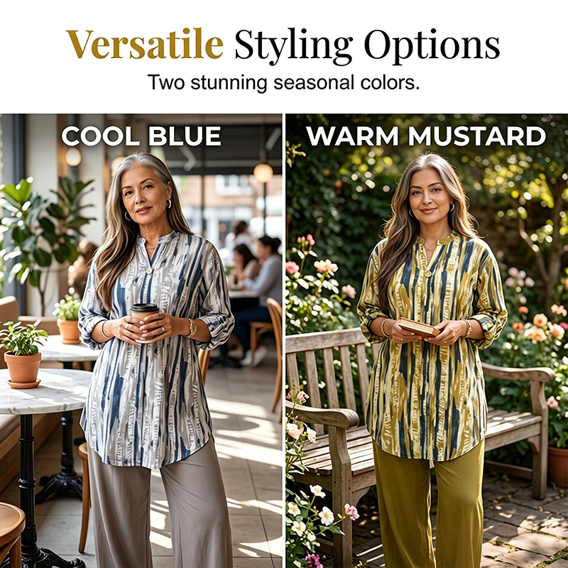 Women Tie Dye V Neck Blouse Roll Up Sleeve