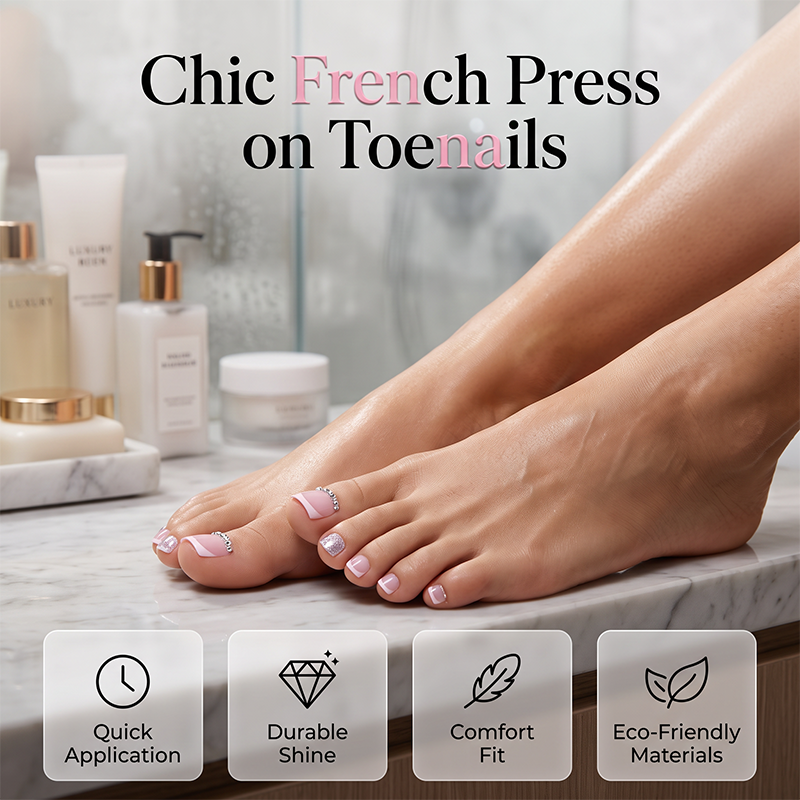 Elegant Pink French Press on Toenails