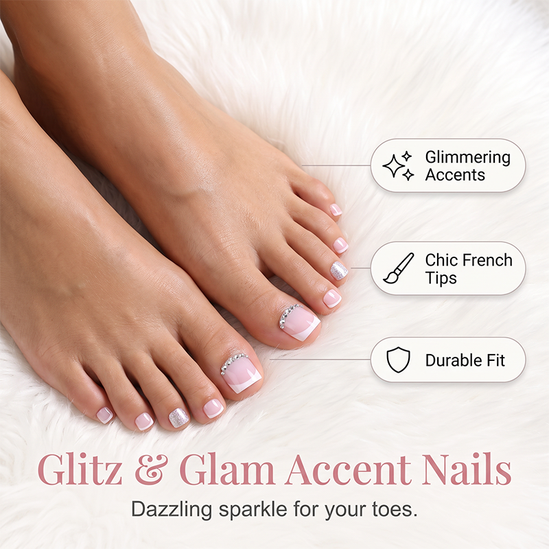 Elegant Pink French Press on Toenails