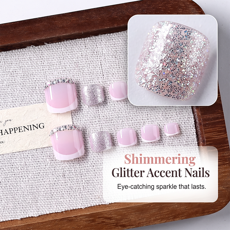 Elegant Pink French Press on Toenails