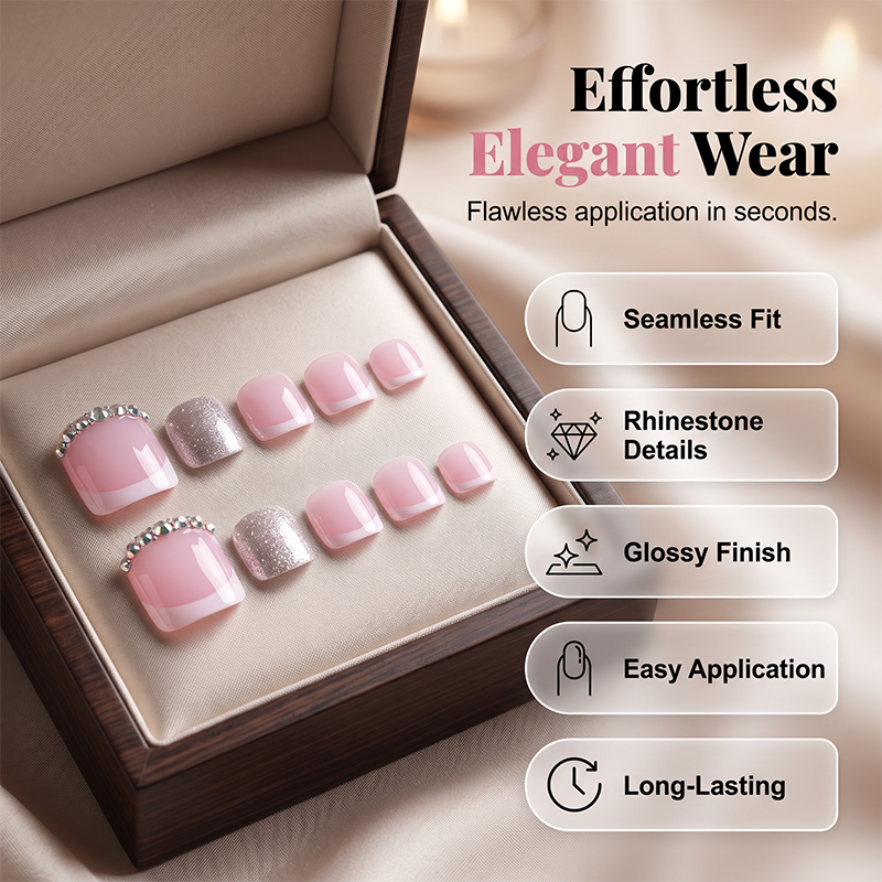 Elegant Pink French Press on Toenails