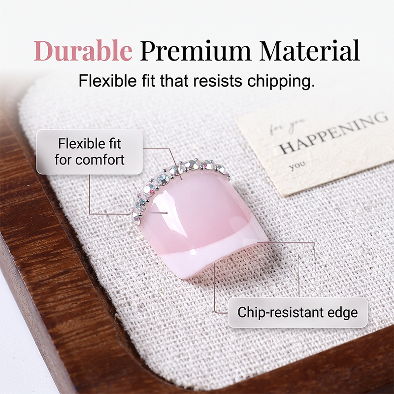 Elegant Pink French Press on Toenails