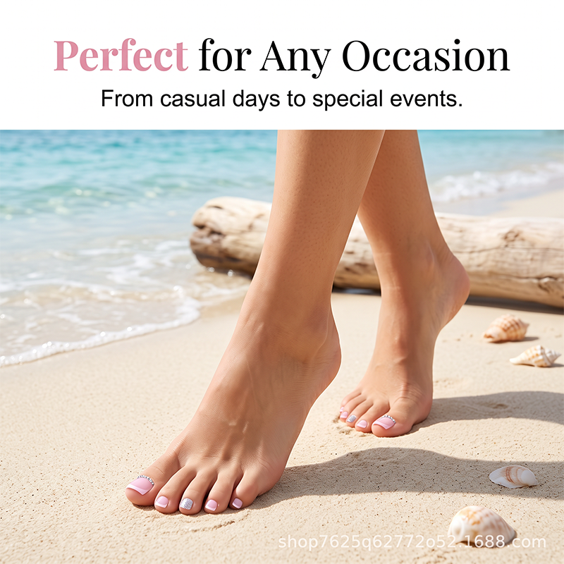 Elegant Pink French Press on Toenails