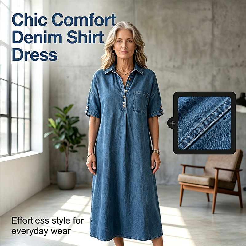 Women's Loose-Fit Denim Shirt Dress