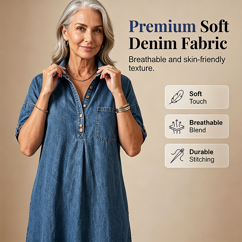 Women's Loose-Fit Denim Shirt Dress