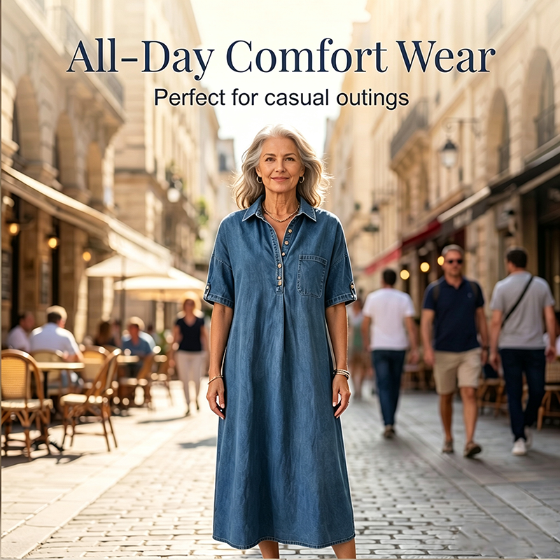Women's Loose-Fit Denim Shirt Dress
