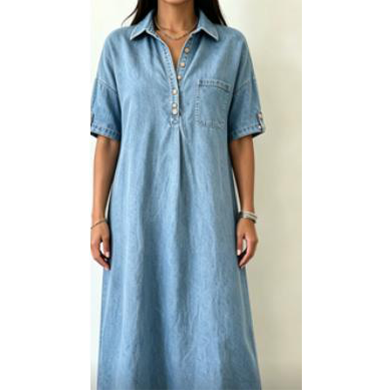 Women's Loose-Fit Denim Shirt Dress