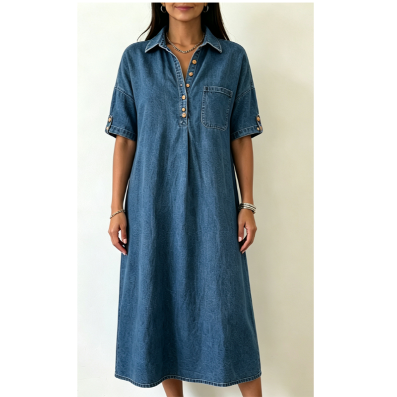 Women's Loose-Fit Denim Shirt Dress