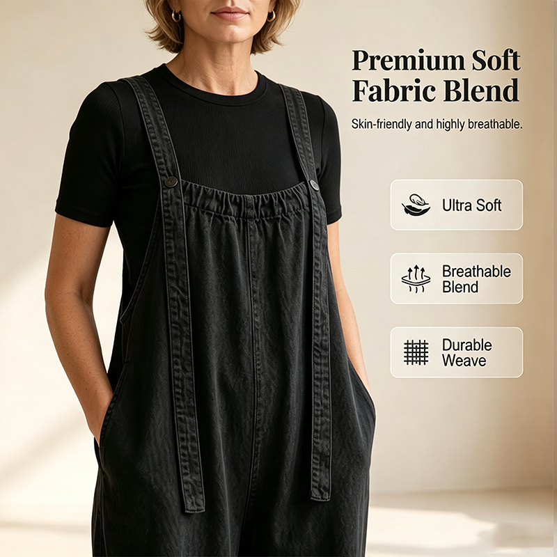 Women's Casual Loose Fit Denim Style Overalls
