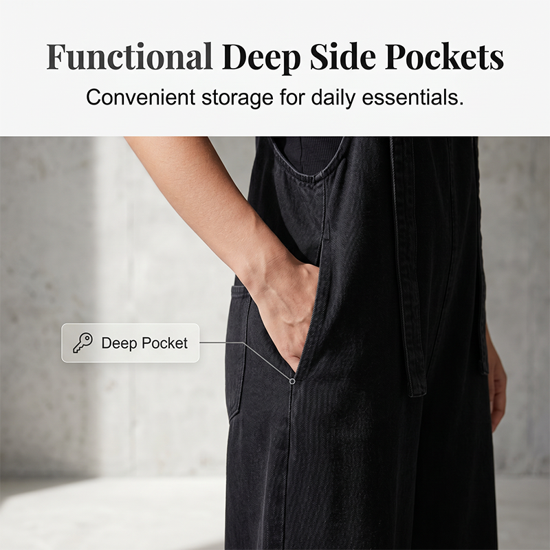Women's Casual Loose Fit Denim Style Overalls
